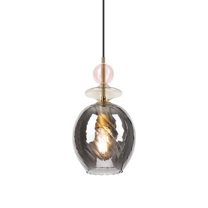 Lampa wisząca na przewodzie VELLO 1xE27/15W/230V czarny/przydymiony róż/beżowy/czarny