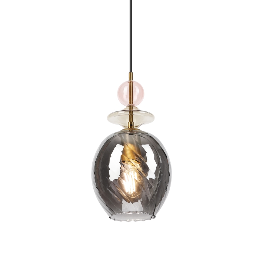 Lampa wisząca na przewodzie VELLO 1xE27/15W/230V czarny/przydymiony róż/beżowy/czarny