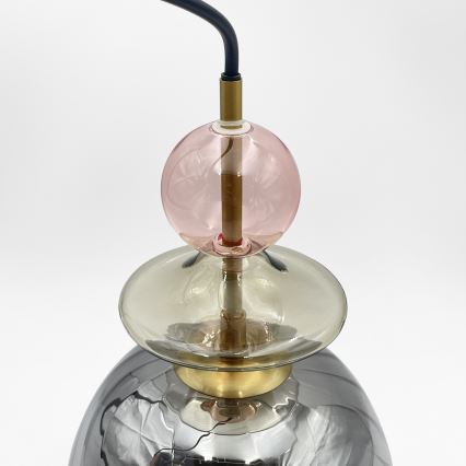 Lampa wisząca na przewodzie VELLO 1xE27/15W/230V czarny/przydymiony róż/beżowy/czarny