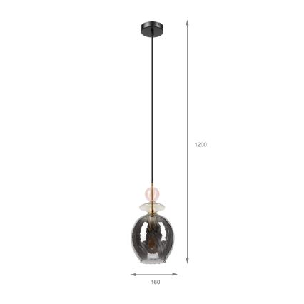 Lampa wisząca na przewodzie VELLO 1xE27/15W/230V czarny/przydymiony róż/beżowy/czarny