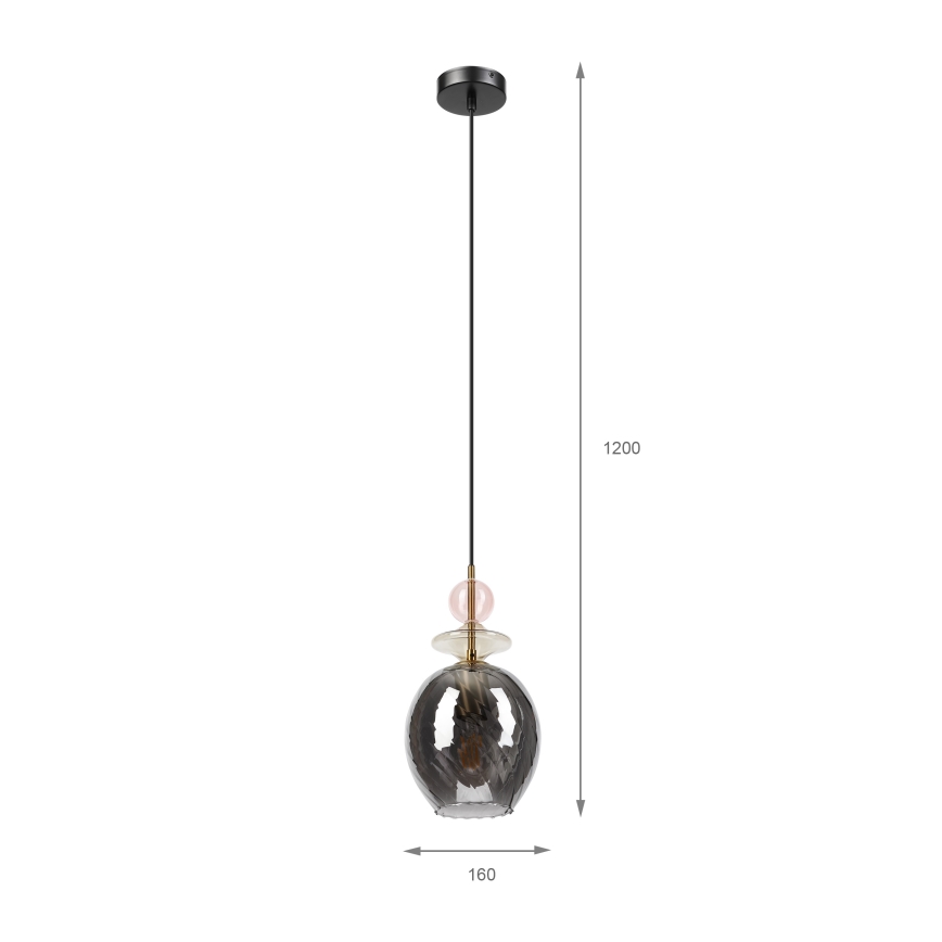 Lampa wisząca na przewodzie VELLO 1xE27/15W/230V czarny/przydymiony róż/beżowy/czarny