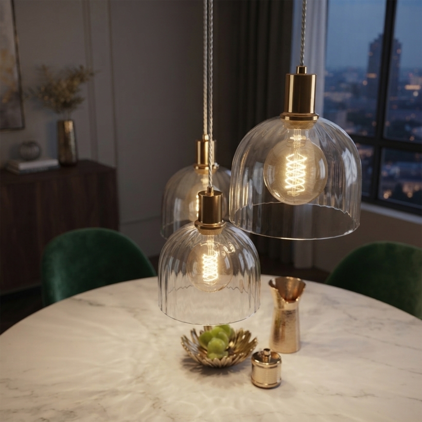 Lampa wisząca na przewodzie VIVE 3xE27/15W/230V złota