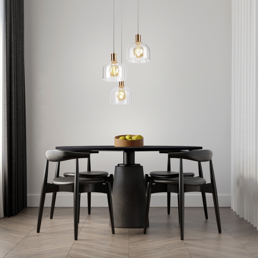 Lampa wisząca na przewodzie VIVE 3xE27/15W/230V złota