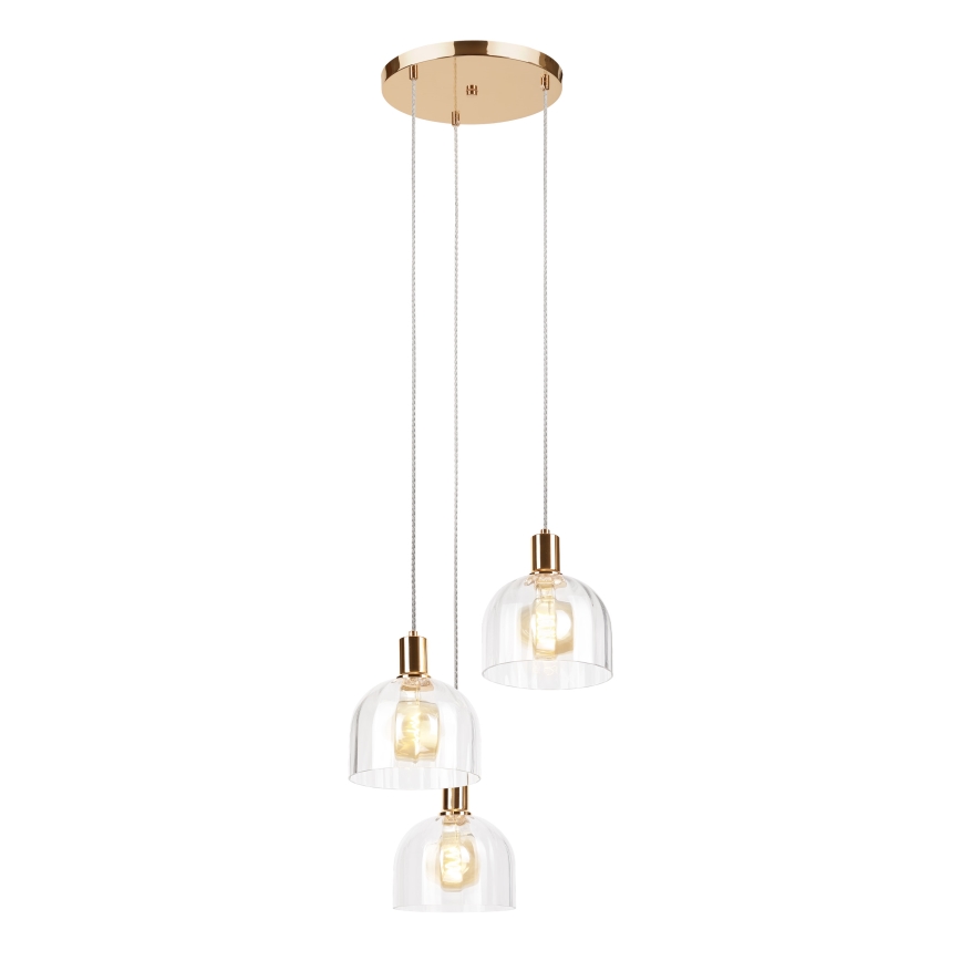 Lampa wisząca na przewodzie VIVE 3xE27/15W/230V złota
