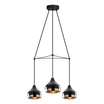 Lampa wisząca na przewodzie YILDO 3xE27/40W/230V czarna/miedziana