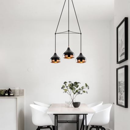 Lampa wisząca na przewodzie YILDO 3xE27/40W/230V czarna/miedziana