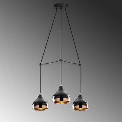 Lampa wisząca na przewodzie YILDO 3xE27/40W/230V czarna/miedziana