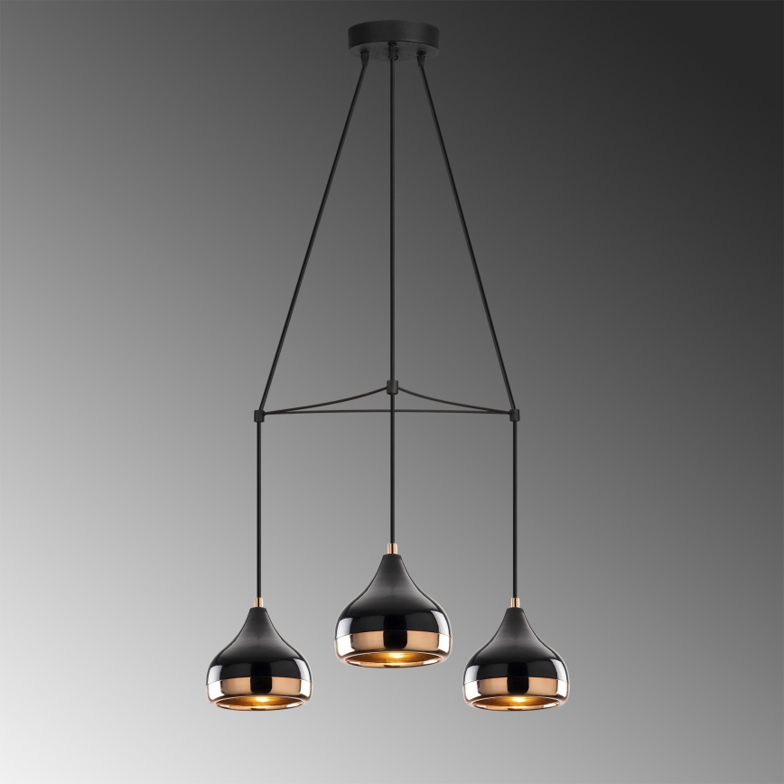 Lampa wisząca na przewodzie YILDO 3xE27/40W/230V czarna/miedziana