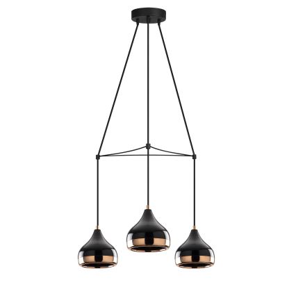 Lampa wisząca na przewodzie YILDO 3xE27/40W/230V czarna/miedziana