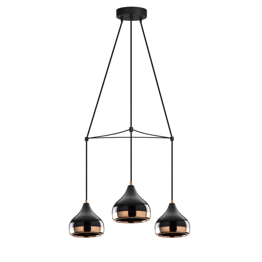 Lampa wisząca na przewodzie YILDO 3xE27/40W/230V czarna/miedziana