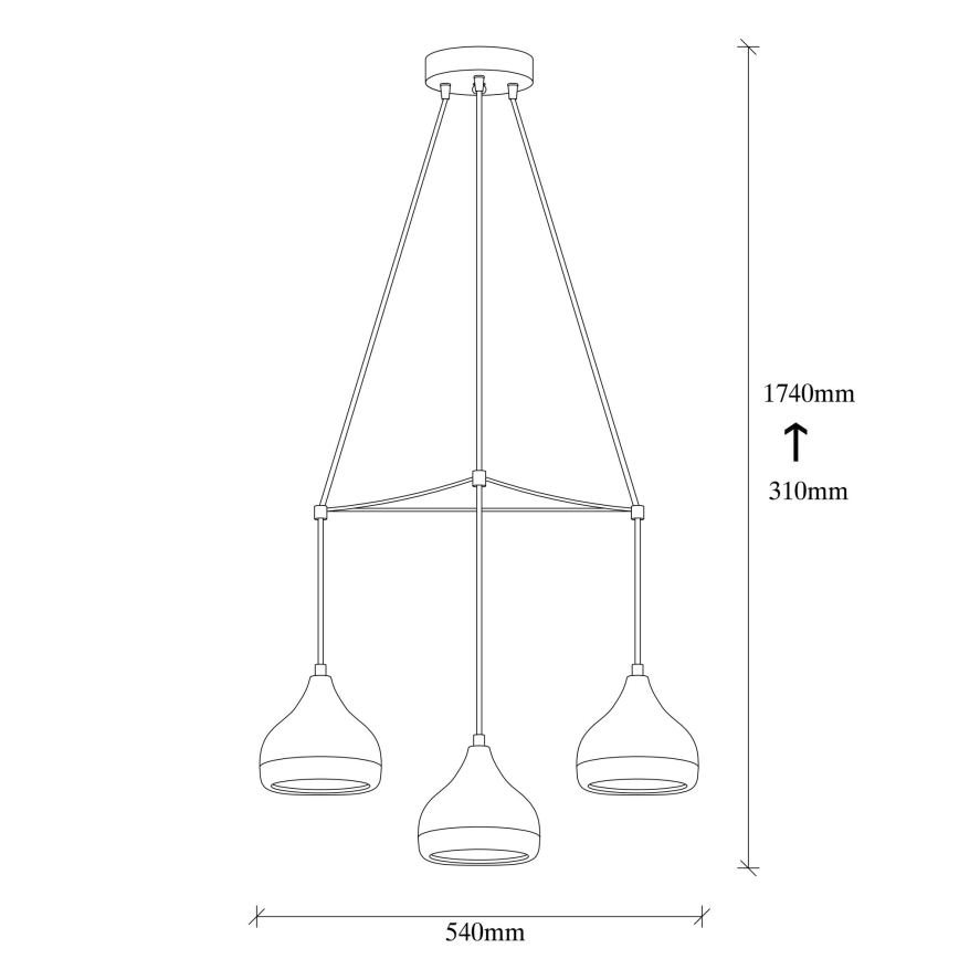 Lampa wisząca na przewodzie YILDO 3xE27/40W/230V czarna/miedziana