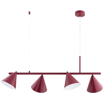 Lampa wisząca na przewodzie ZELTA 4xE27/15W/230V czerwona