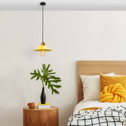 Lampa wisząca na sznurze MANAVGAT 1xE27/40W/230V żółty/brązowy