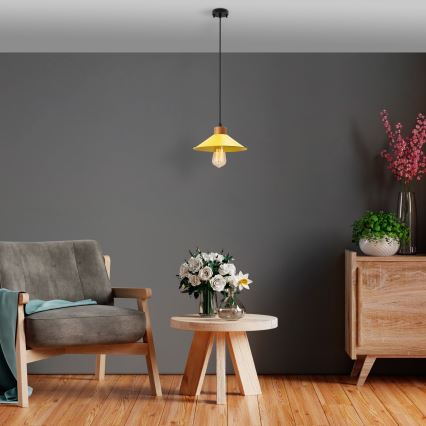 Lampa wisząca na sznurze MANAVGAT 1xE27/40W/230V żółty/brązowy