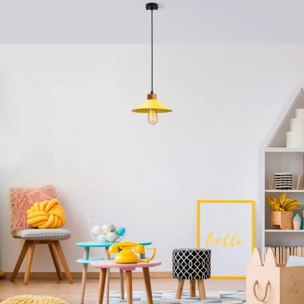 Lampa wisząca na sznurze MANAVGAT 1xE27/40W/230V żółty/brązowy