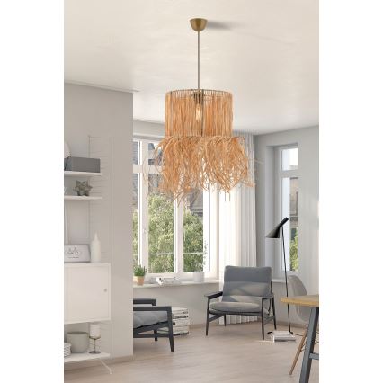Lampa wisząca NESS 1xE27/40W/230V rafię