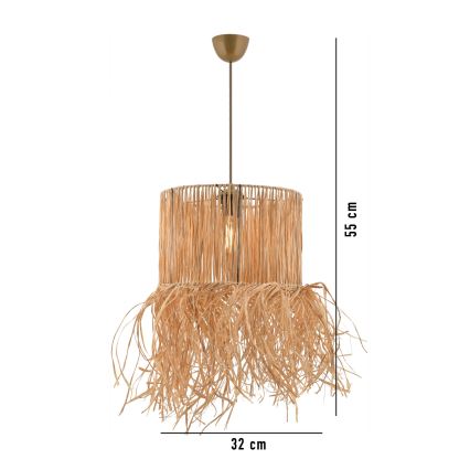 Lampa wisząca NESS 1xE27/40W/230V rafię