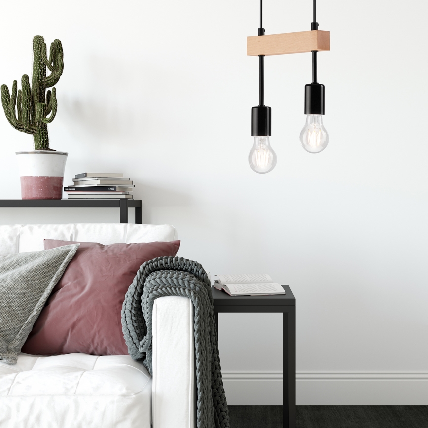 Lampa wisząca na linkach ORAZIO 2xE27/60W/230V buk