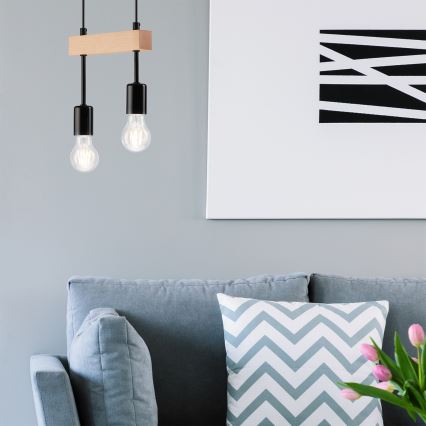 Lampa wisząca na linkach ORAZIO 2xE27/60W/230V buk