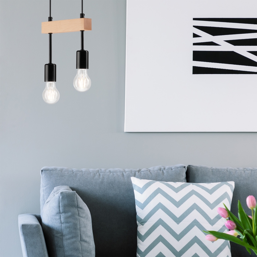 Lampa wisząca na linkach ORAZIO 2xE27/60W/230V buk