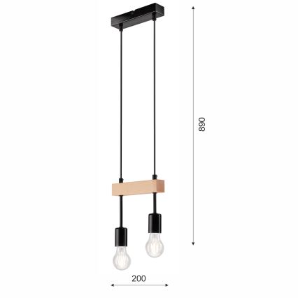 Lampa wisząca na linkach ORAZIO 2xE27/60W/230V buk