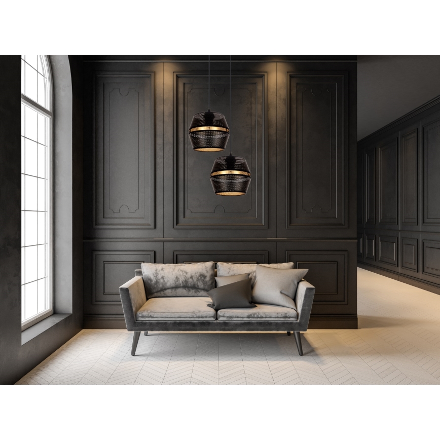 Lampa wisząca na linkach PARIS 2xE27/60W/230V czarna/złota