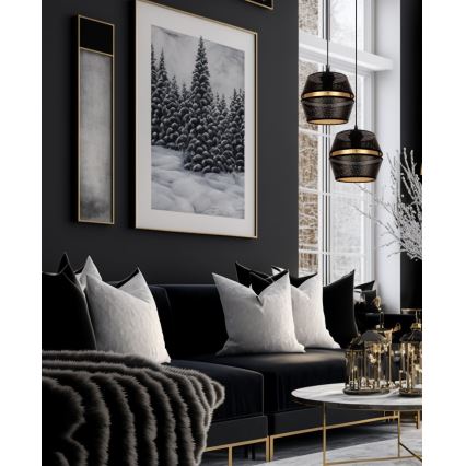 Lampa wisząca na linkach PARIS 2xE27/60W/230V czarna/złota