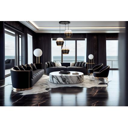 Żyrandol na linkach PARIS 3xE27/60W/230V śr. 45 cm biały/czarny/złoty