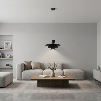 Lampa wisząca PLATO na lince 1xE27/15W/230V czarna