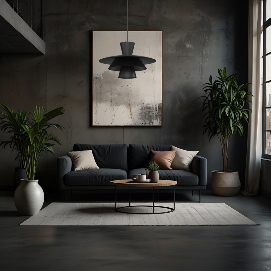 Lampa wisząca PLATO na lince 1xE27/15W/230V czarna