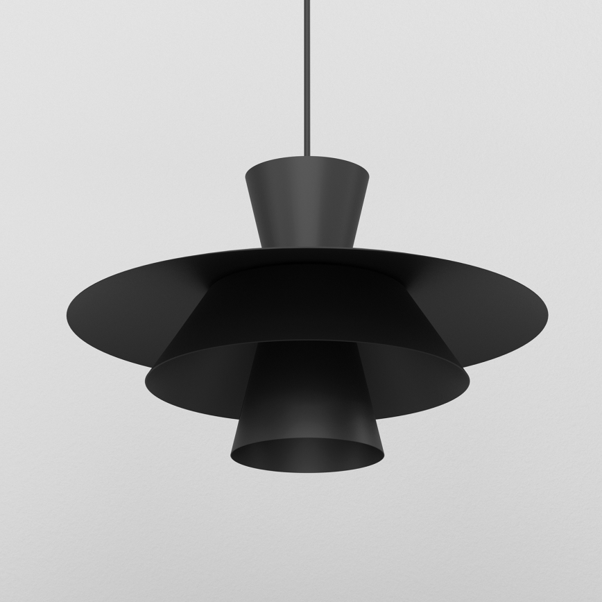 Lampa wisząca PLATO na lince 1xE27/15W/230V czarna