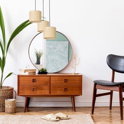 Lampa wisząca na linkach RATTAN 3xE27/60W/230V rattan