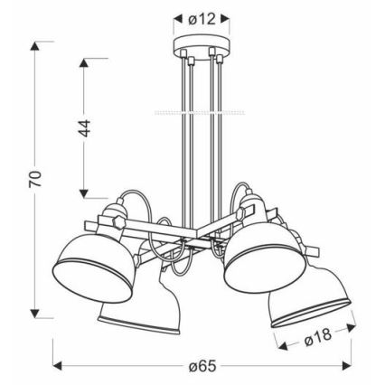 Lampa wisząca na linkach RENO 4xE27/40W/230V czarny/brązowy