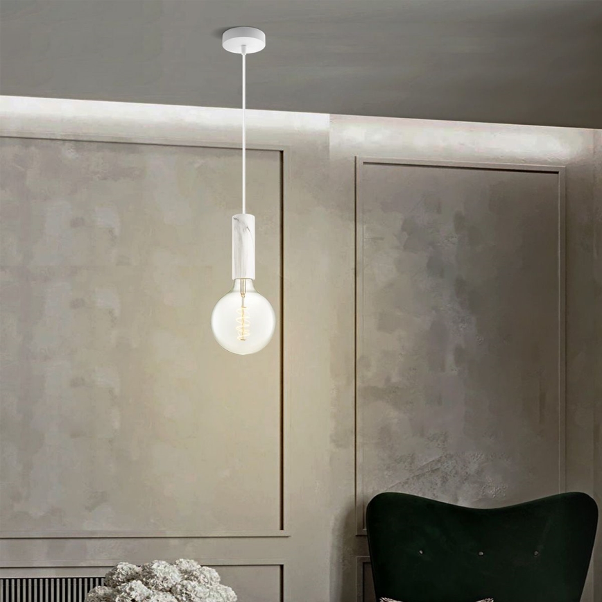 Lampa wisząca na linkę SAGA 1xE27/40W/230V marmur