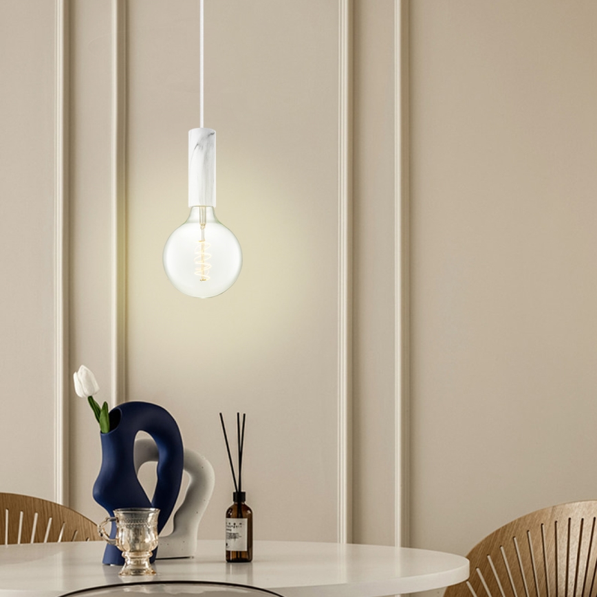 Lampa wisząca na linkę SAGA 1xE27/40W/230V marmur