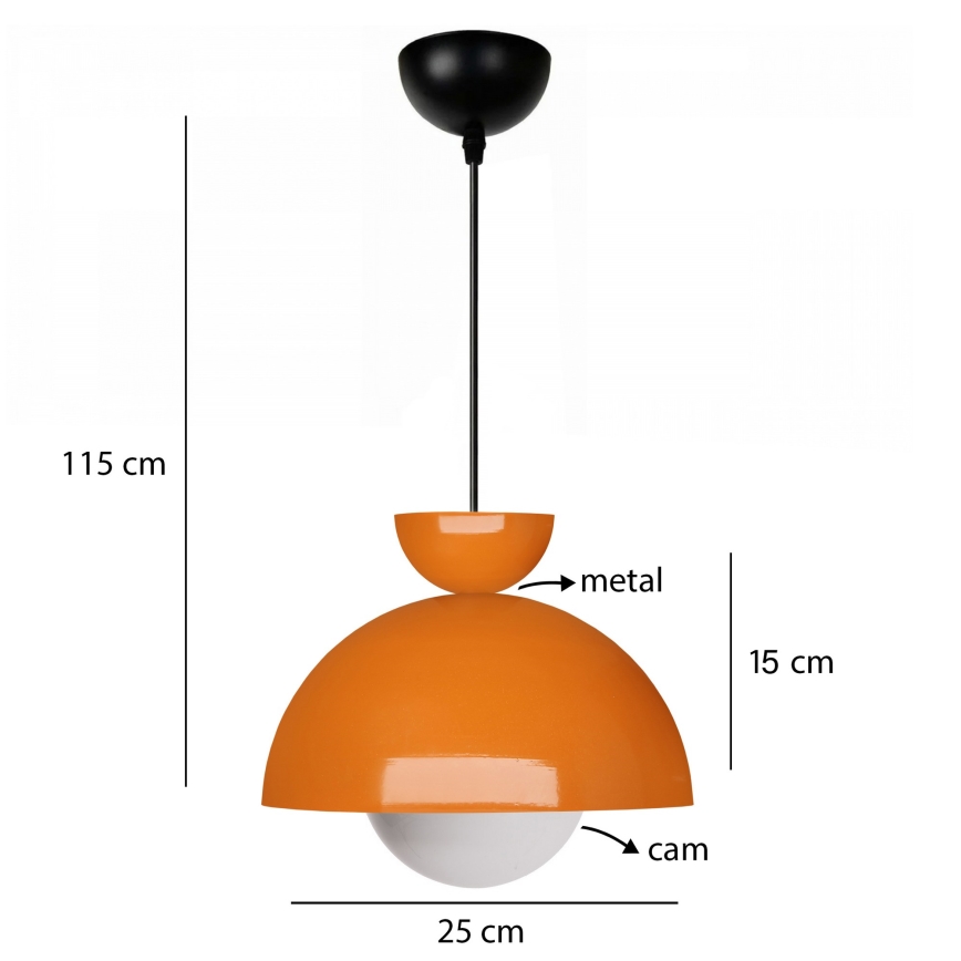 Lampa wisząca SALVA 1xE27/15W/230V pomarańczowa