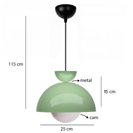 Lampa wisząca SALVA 1xE27/15W/230V zielona