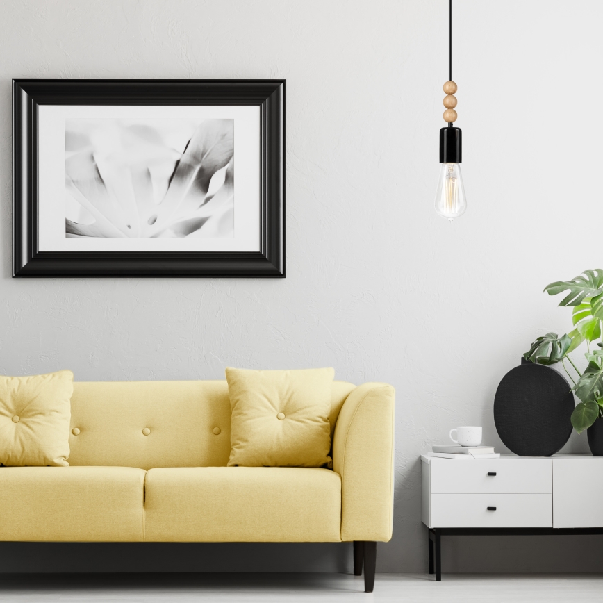 Lampa wisząca na linkę SIMON 1xE27/60W/230V czarny/buk