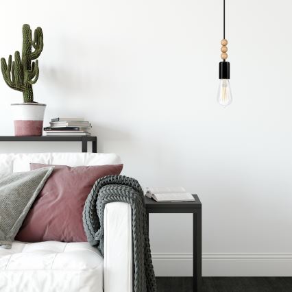 Lampa wisząca na linkę SIMON 1xE27/60W/230V czarny/buk