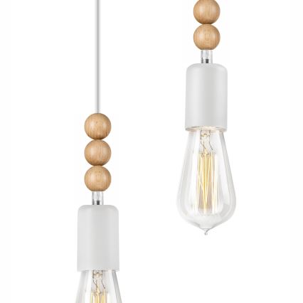Lampa wisząca na linkach SIMON 2xE27/60W/230V biała/dąb