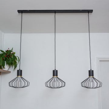 Lampa wisząca SOLANO na lince 3xE27/15W/230V czarny/złoty