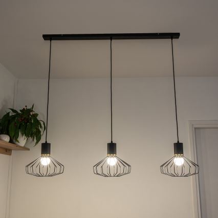 Lampa wisząca SOLANO na lince 3xE27/15W/230V czarny/złoty