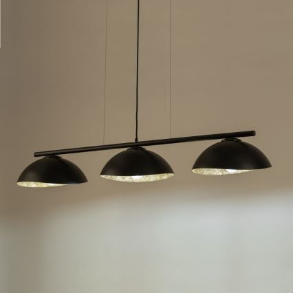 Lampa wisząca na linkach SOLAR 3xE27/60W/230V czarna