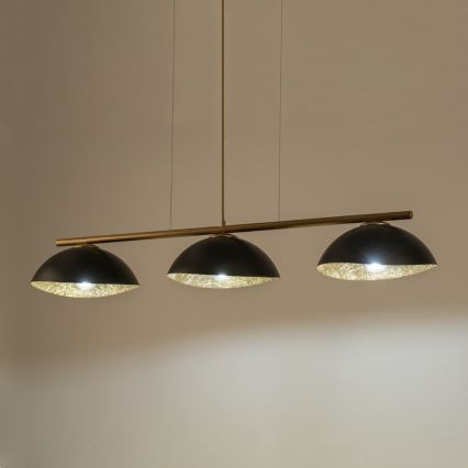Lampa wisząca na linkach SOLAR 3xE27/60W/230V złota