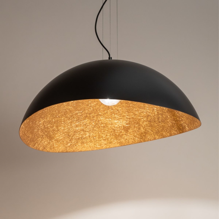 Lampa wisząca na linkach SOLARIS 1xE27/60W/230V śr. 48 cm czarna/miedziana