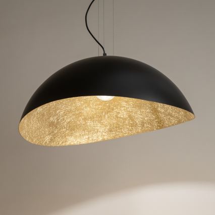 Lampa wisząca na linkach SOLARIS 1xE27/60W/230V śr. 48 cm czarna/złota