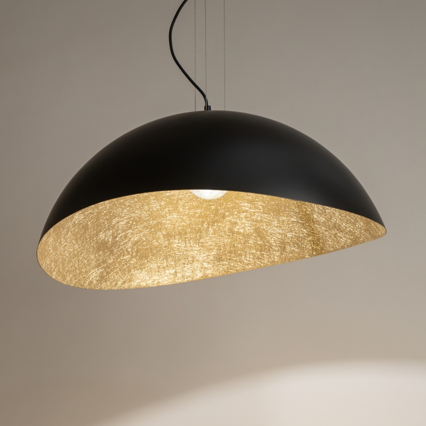 Lampa wisząca na linkach SOLARIS 1xE27/60W/230V śr. 48 cm czarna/złota