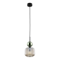 Lampa wisząca SOPHIA na lince 1xE14/10W/230V czarna/zielona/dymowo-beżowa