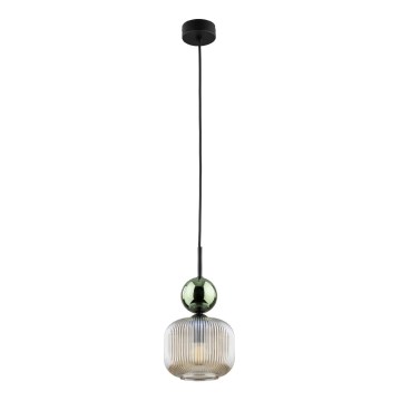 Lampa wisząca SOPHIA na lince 1xE14/10W/230V czarna/zielona/dymowo-beżowa