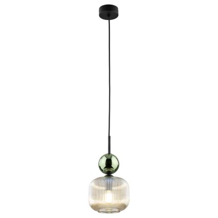 Lampa wisząca SOPHIA na lince 1xE14/10W/230V czarna/zielona/dymowo-beżowa